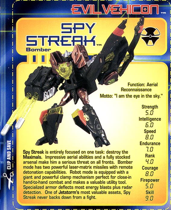 Transformers Tech Spec: Spy Streak