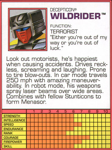 Transformers Tech Spec: Wildrider