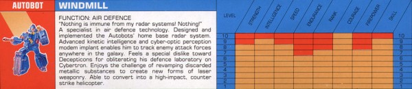 Transformers Tech Spec: Windmill
