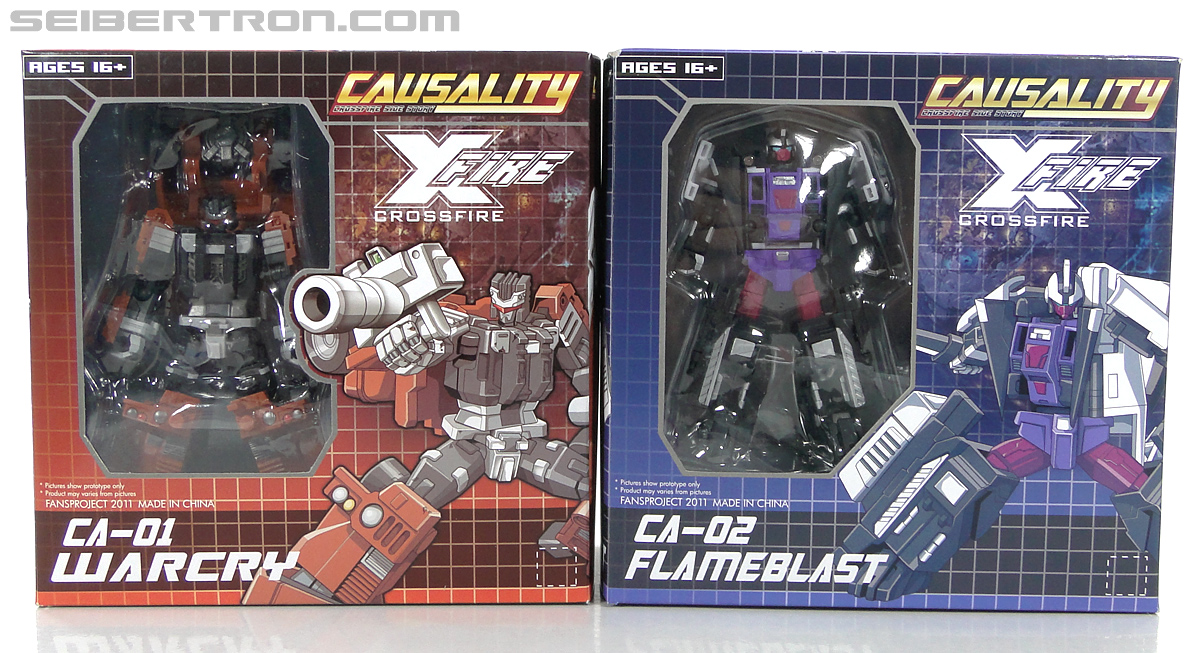 Transformers News: In package pics of FansProject Causality Warcry and Flameblast Image