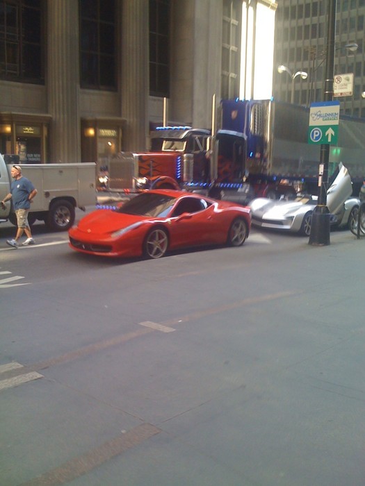 Transformers News: Optimus Prime's Trailer and Other Cars Seen in Chicago Image