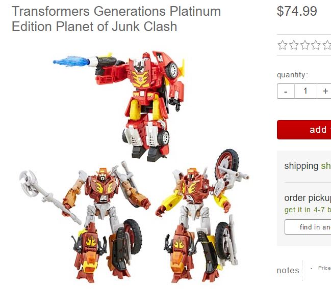 Transformers News: Generations Platinum Planet of Junk set Available at Target