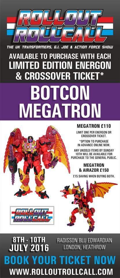 Transformers News: Roll Out Roll Call: Botcon 2016 Megatron and Airazor up for Purchase by Energon and Crossover Ticket