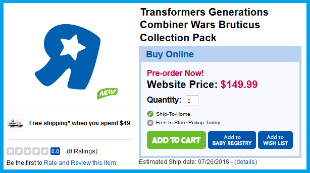 Transformers News: Transformers Combiner Wars G2 Bruticus Collector Set On ToysRus.ca