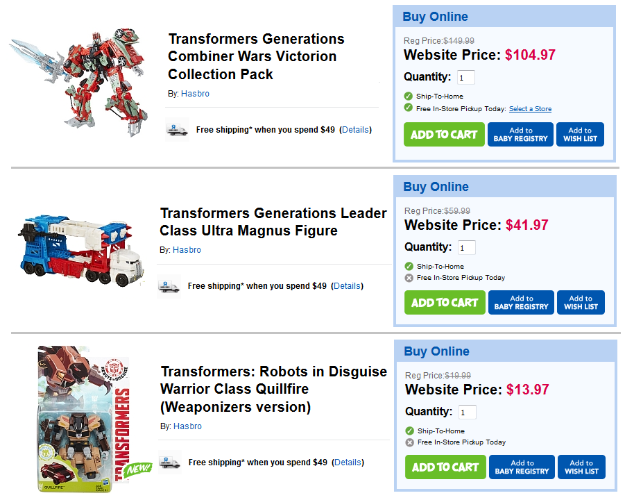 Transformers News: Sale Starts Today at ToysRus Canada: 30% Off In Store And Online