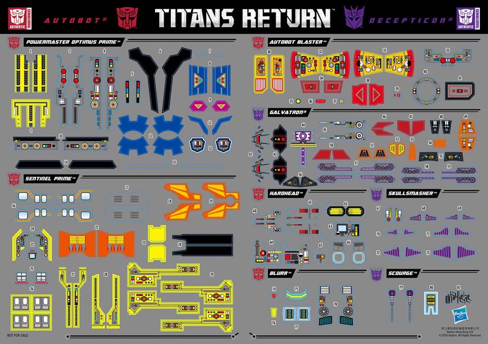 Transformers News: Transformers Titans Return Wave 1 Sticker Sheet Revealed