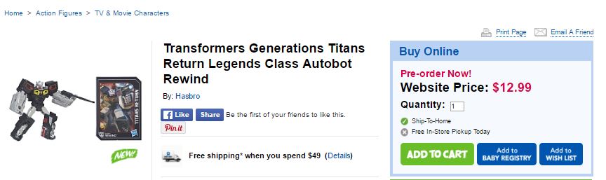 Transformers News: Preorders for Transformers Titans Return Wave 1 at Toysrus.ca with Price Breakdown and Release Date