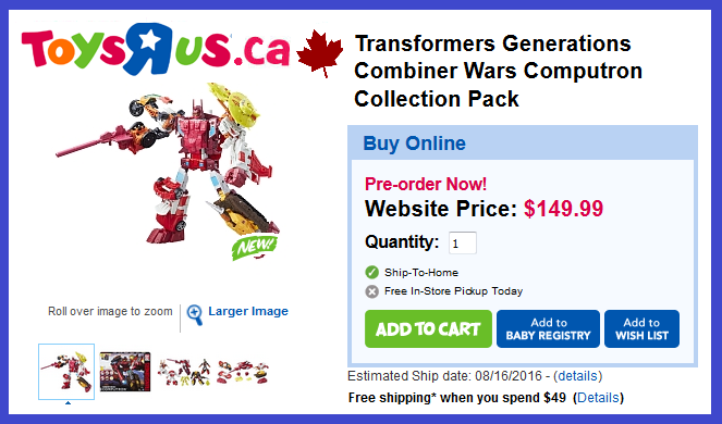Transformers News: Transformers Combiner Wars Computron Collection Pack Up For Pre-Order At ToysRus.ca