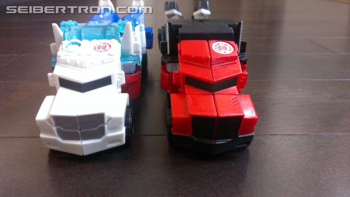 Transformers News: In Hand Pictures of TRU Exclusive White Redeco of Transformers RID Power Surge Optimus Prime Warrior