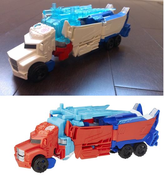Transformers News: In Hand Pictures of TRU Exclusive White Redeco of Transformers RID Power Surge Optimus Prime Warrior