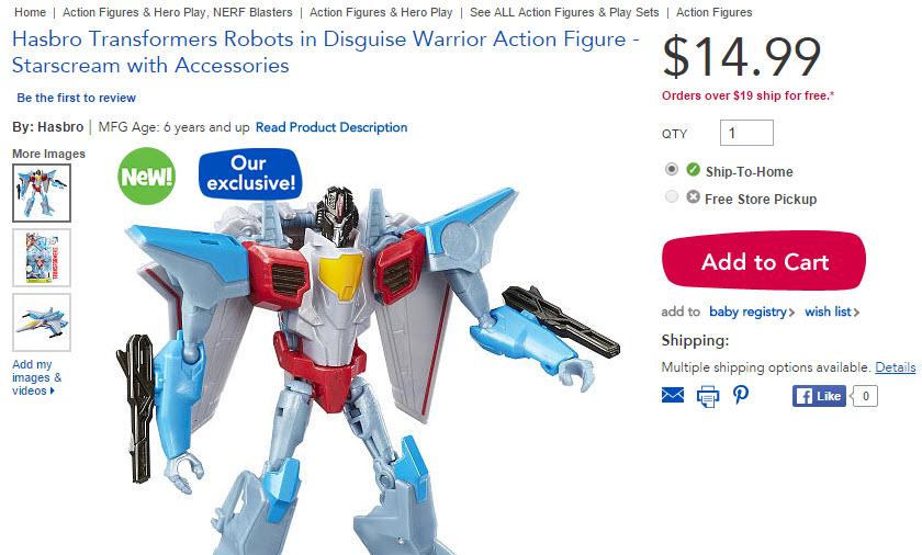 Transformers News: Transformers Robots in Disguise Warrior Starscream and Power Surge Starscream Available on Toysrus