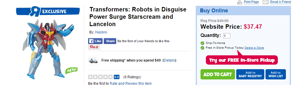 Transformers News: Transformers Robots in Disguise Warrior Starscream and Power Surge Starscream Available on Toysrus