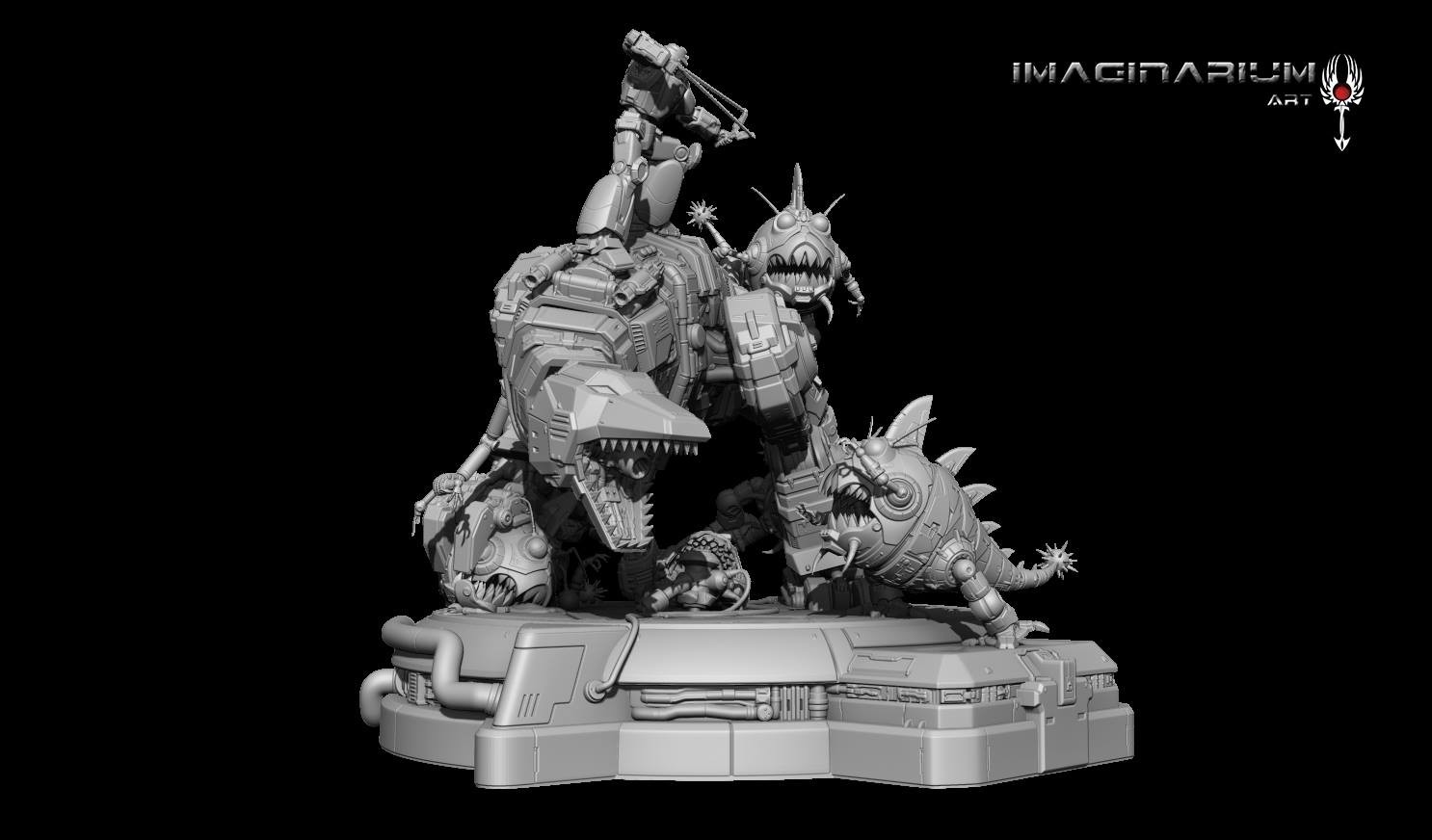 Transformers News: Imaginarium Art Grimlock and Sharkticon Statues Renders
