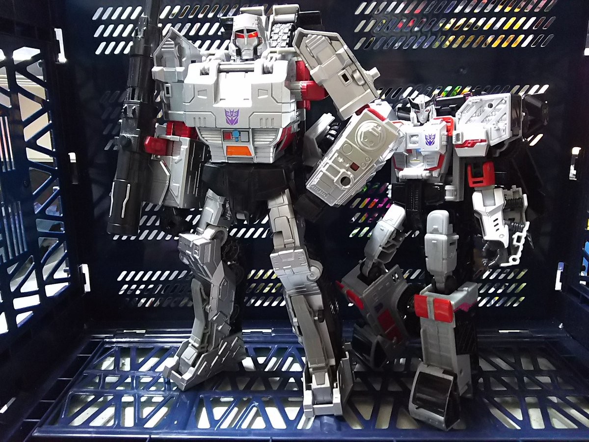 Transformers News: More In Hand Images of Takara Unite Warriors Megatronia with Closeups, Box and Chest Options