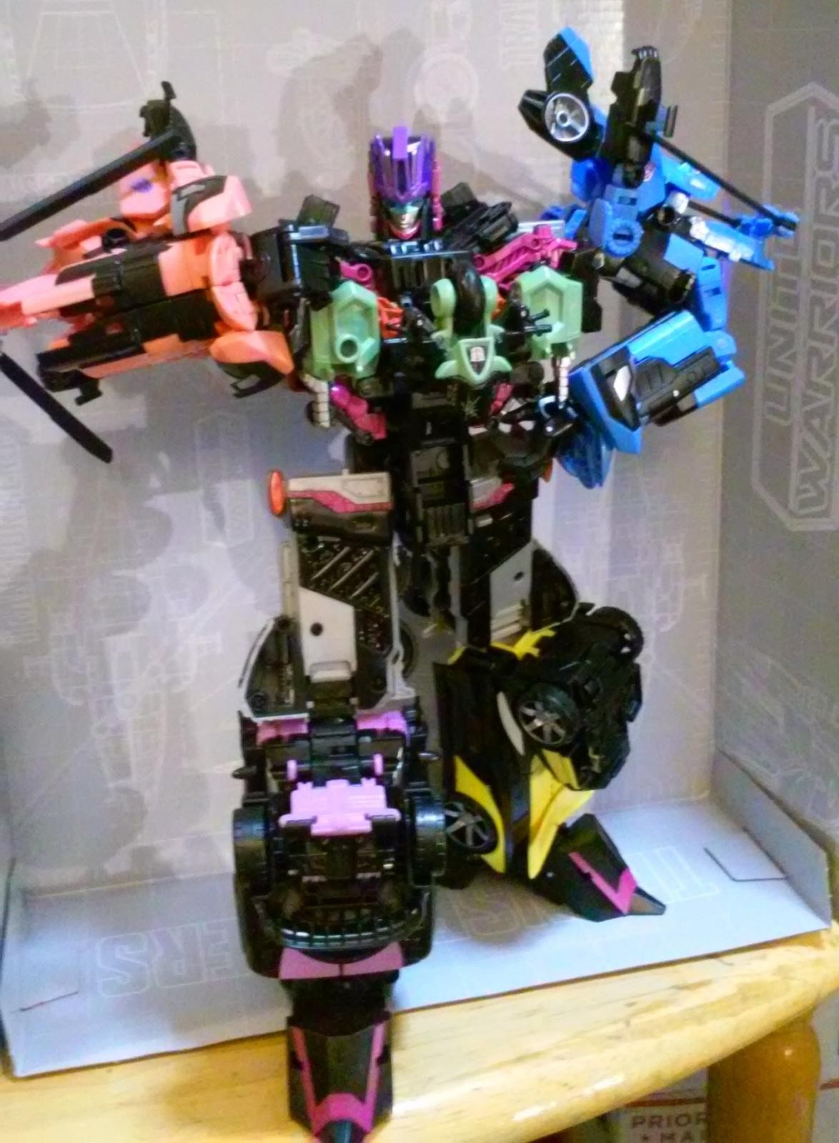 Transformers News: More In Hand Images of Takara Unite Warriors Megatronia with Closeups, Box and Chest Options