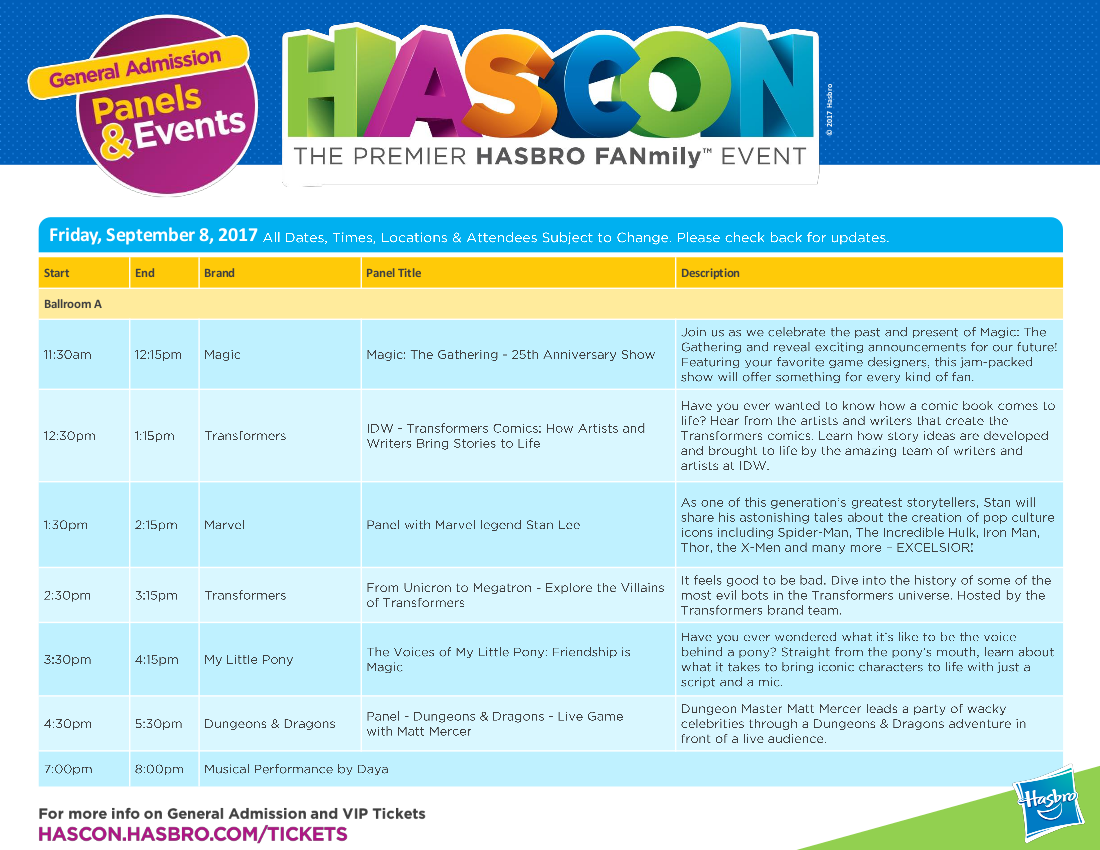 Transformers News: Full HASCON 2017 Transformers Panels and Event Schedule: IDW, Machinima, The Last Knight, More