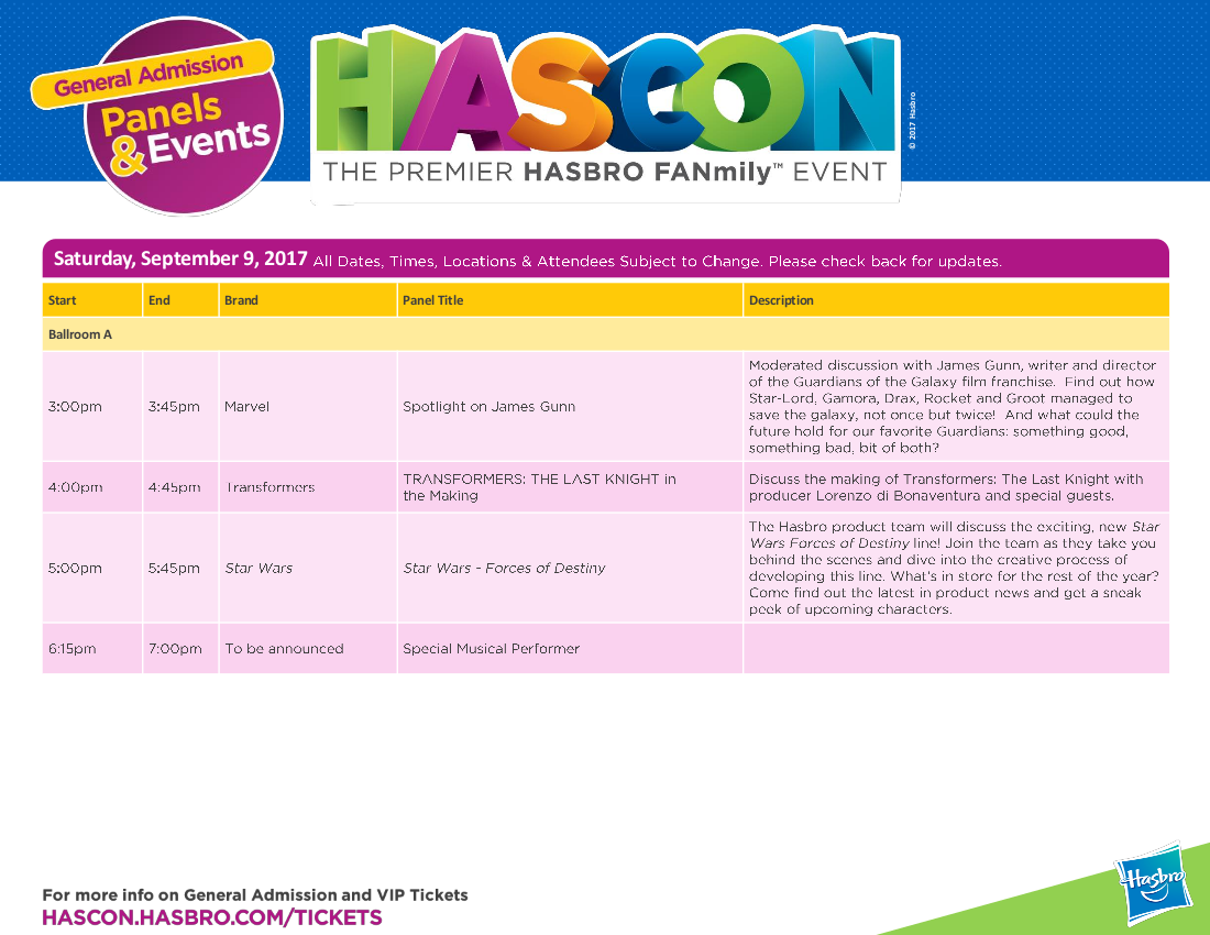 Transformers News: Full HASCON 2017 Transformers Panels and Event Schedule: IDW, Machinima, The Last Knight, More
