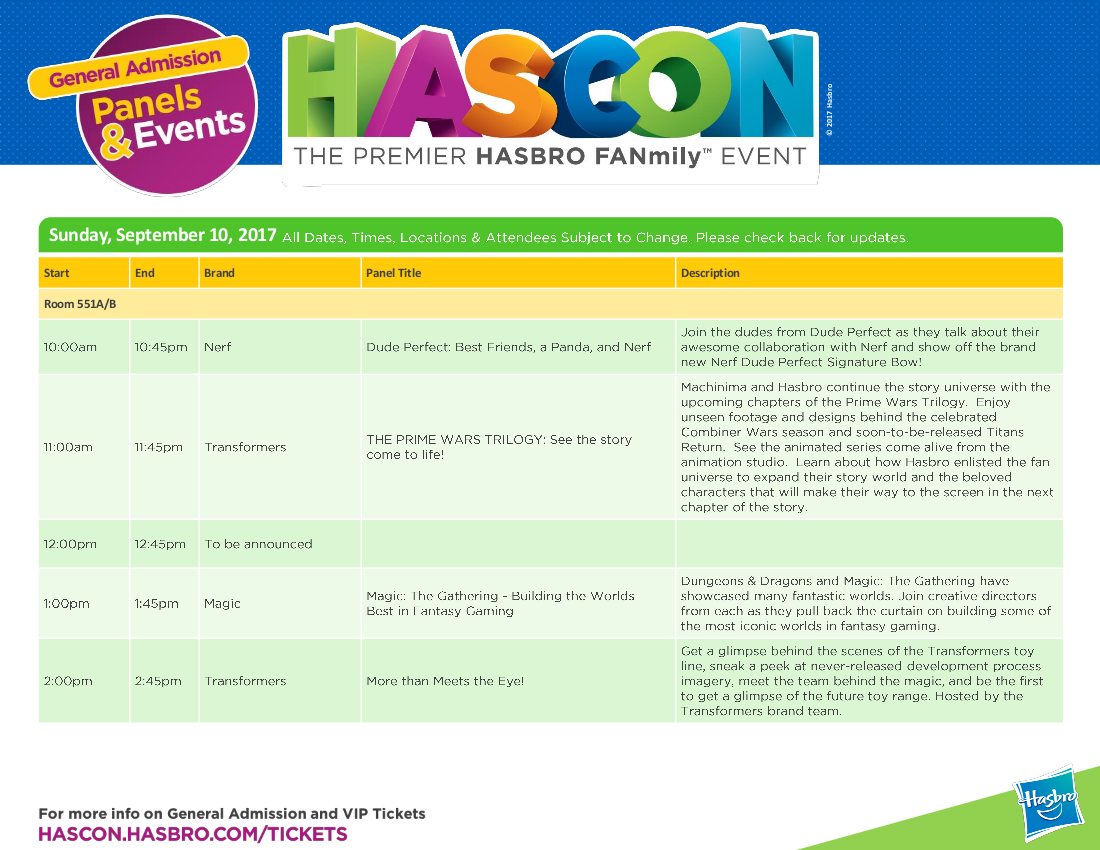 Transformers News: Full HASCON 2017 Transformers Panels and Event Schedule: IDW, Machinima, The Last Knight, More
