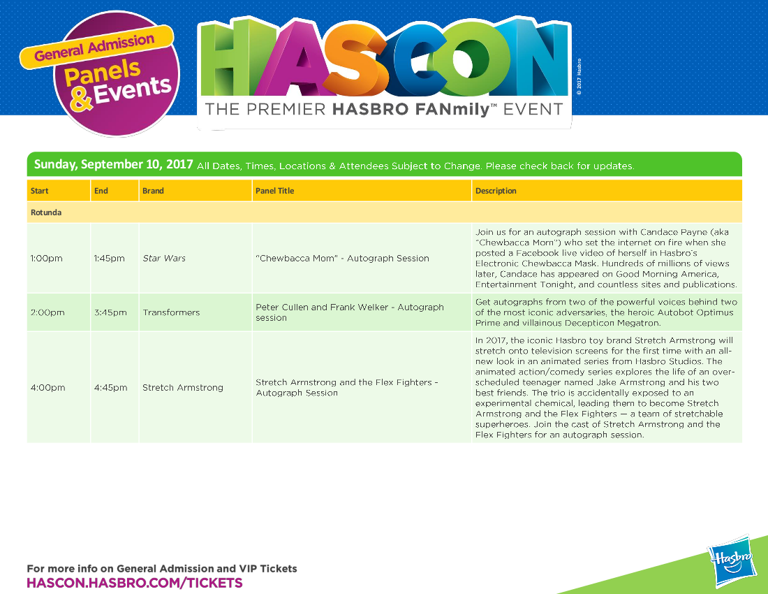 Transformers News: Full HASCON 2017 Transformers Panels and Event Schedule: IDW, Machinima, The Last Knight, More