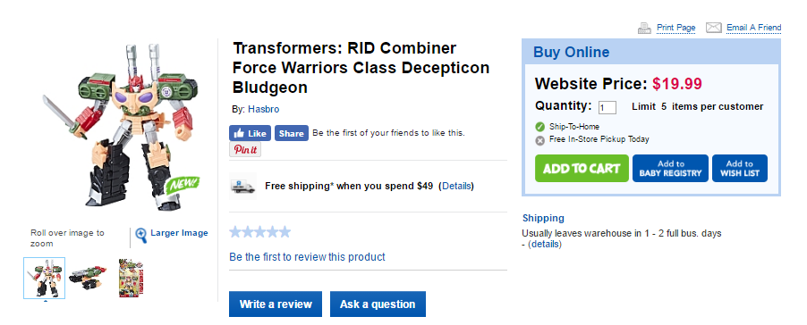 Transformers News: Rundown of Canadian In Store and Online Sightings for New Transformers: Robots in Disguise Toys