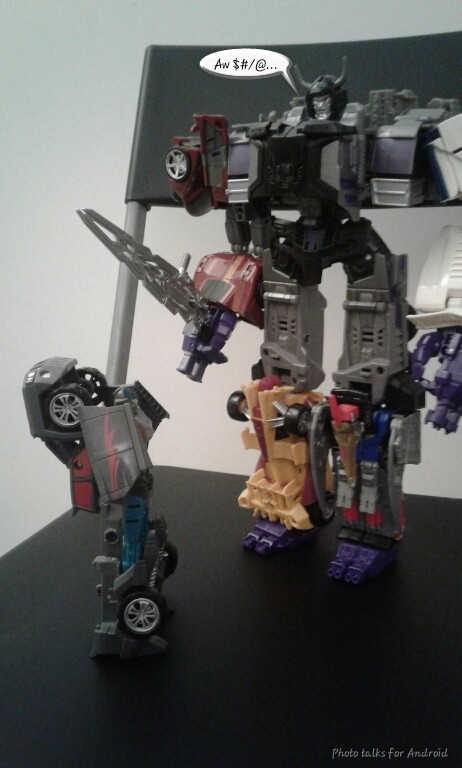 Transformers News: More In Hand Images of Transformers Power of the Primes Swoop and Slug Showing Combined Modes