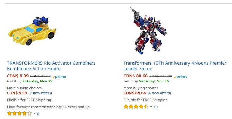Transformers News: Canada Black Friday Transformers Sales
