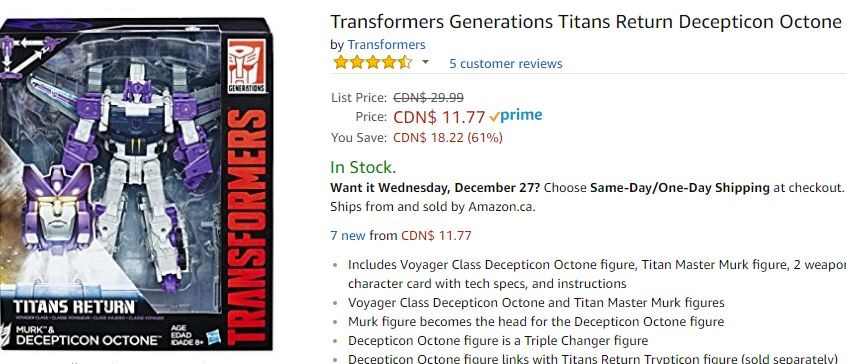 Transformers News: Toysrus an Amazon Canada Boxing Day Sale have Best Deals of the Year on Transformers Toys