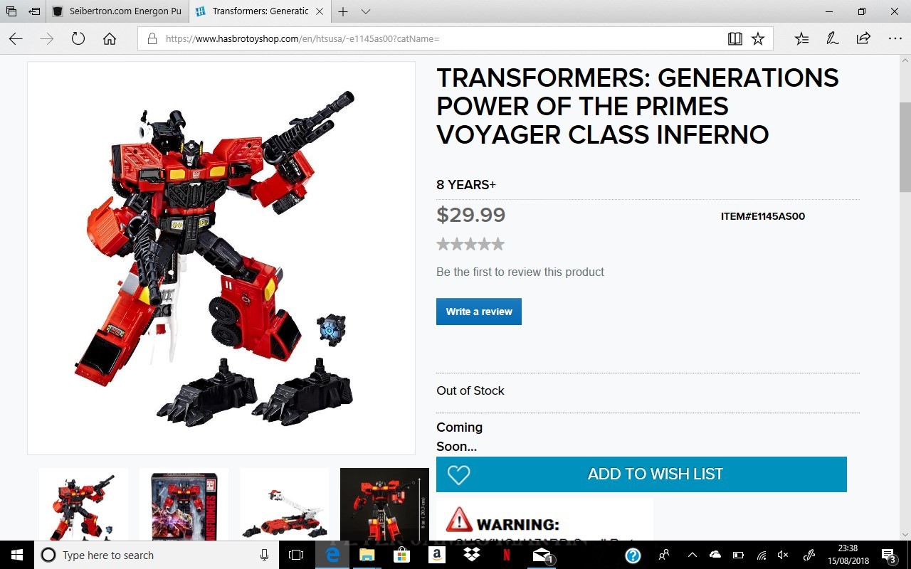 Transformers News: Transformers Power of the Primes Voyager Inferno now listed on HTS Transformers News: Transformers Power of the Primes Voyager Inferno now listed on HTS