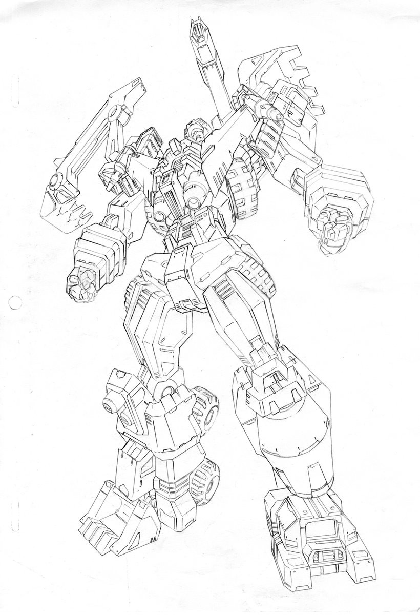 Transformers News: Concept Art of Flame Toys Devastator Set by Akira Amemiya