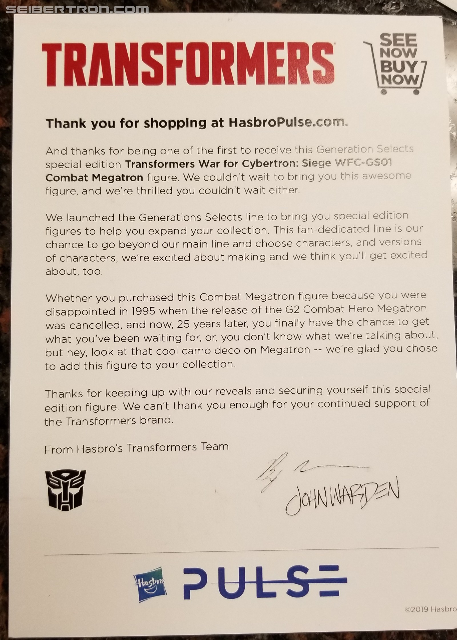 Transformers News: Hasbro Clarifies How Pulse will not be a Threat to Retailers + Pulse Letter from John Warden
