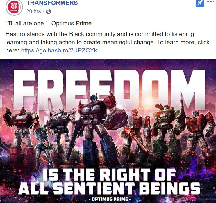 Transformers News: Hasbro Stands with the Black Community in a Transformers Themed Post on their Social Media Transformers News: Hasbro Stands with the Black Community in a Transformers Themed Post on their Social Media