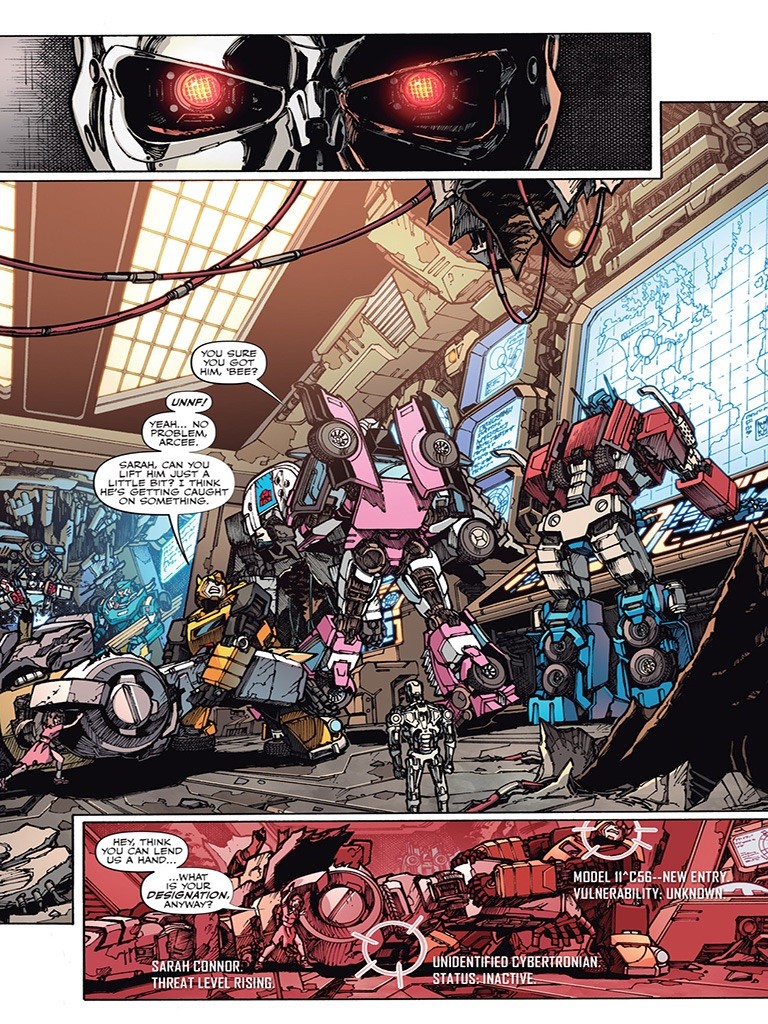Transformers News: Transformers vs. The Terminator #3 Preview with 1980's Arcee and Velocity Design Art