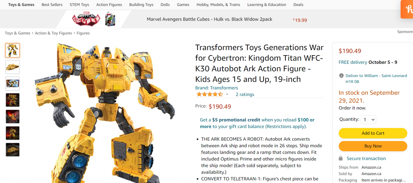 Transformers News: New Transformers Sightings in Canada + Autobot Ark for 190 CAD on Amazon