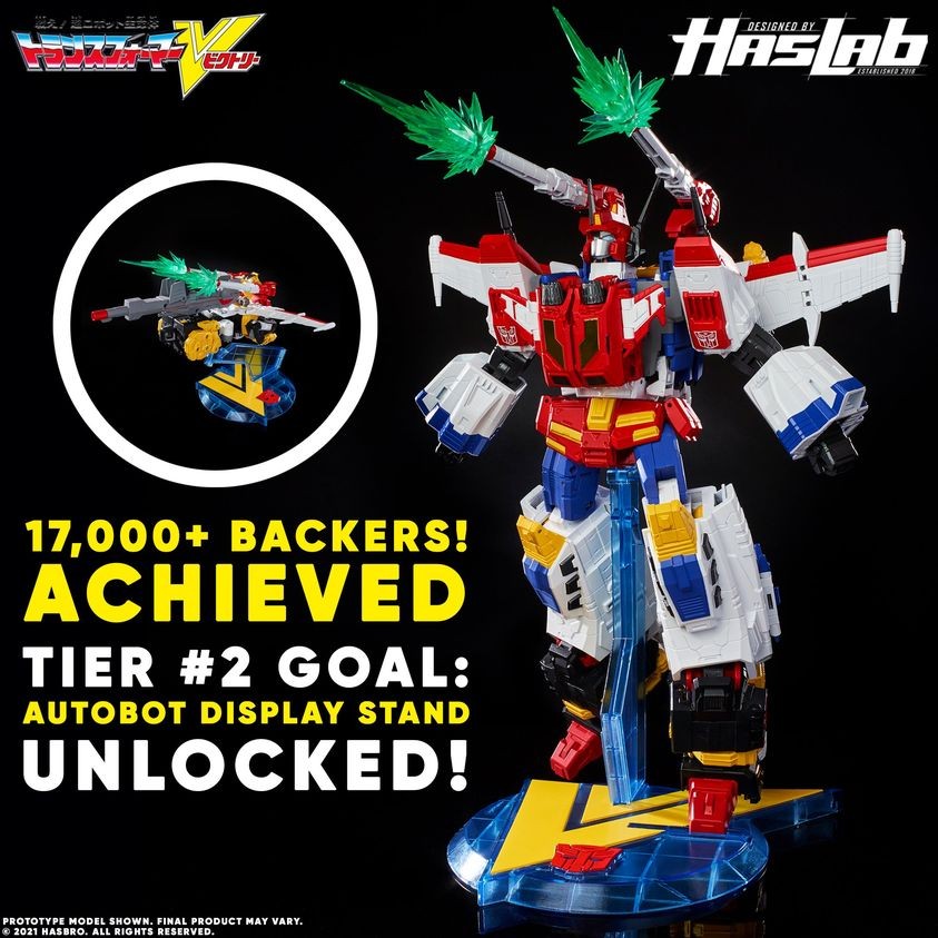 Transformers News: HasLab Transformers Victory Saber is now over 17K and Stand tier has been Reached