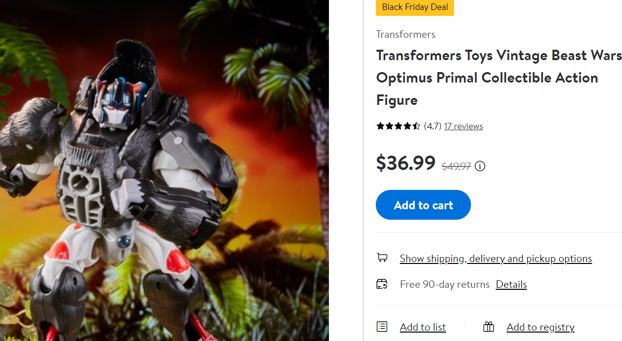 Transformers News: Walmart Has Some Great Black Friday Deals on Transformers